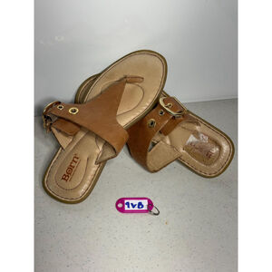 Born Women’s Sz6 Sandals Thongs Flip Flops Tan Leather Shoes